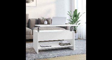 Salontafel 80x50x40 cm bewerkt hout wit