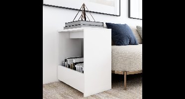 Bijzettafel 50x26x50 cm bewerkt hout wit