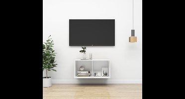 Tv-wandmeubel 37x37x72 cm bewerkt hout wit