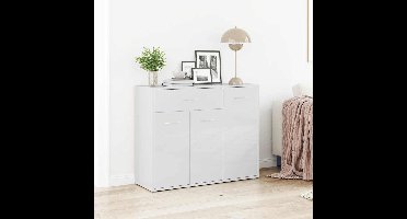 Dressoir 88x30x70 cm bewerkt hout hoogglans wit