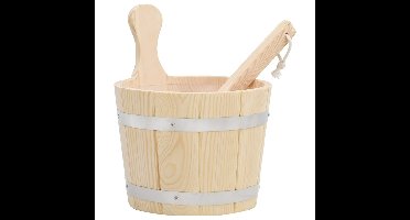 Saunaset emmer en lepel massief grenenhout