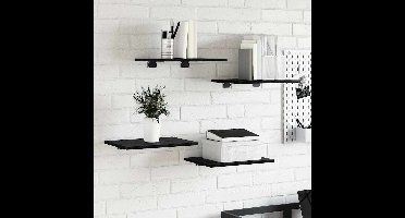 Boekenplank Bord 4 pcs Zwart 40 x 30 x 1,5 cm Bewerkt hout