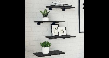 Boekenplank Bord 4 pcs Zwart 40 x 20 x 1,5 cm Bewerkt hout