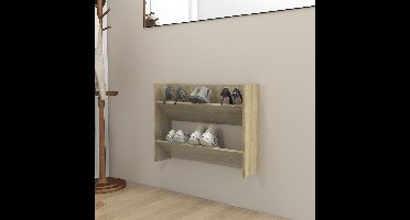 Wandschoenenkast 80x18x60 cm bewerkt hout sonoma eikenkleurig