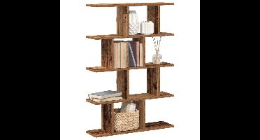 Wandschap kubus 12 vakken bewerkt hout oud houtkleurig