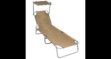 Ligbed inklapbaar met luifel aluminium taupe