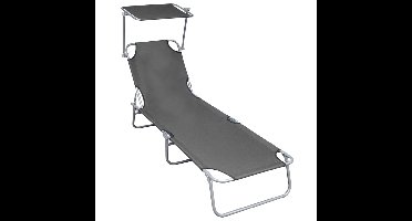 Ligbed inklapbaar met luifel aluminium grijs