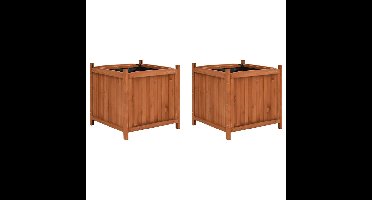 Plantenbakken verhoogd 2 st 50x50x50 cm vurenhout
