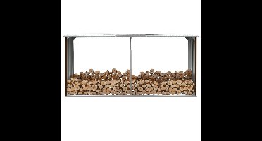 Haardhoutschuur 330x92x153 cm gegalvaniseerd staal bruin