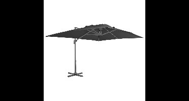 Zwevende parasol met aluminium paal 4x3 m zwart