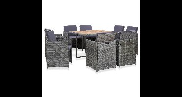9-delige Tuinset met kussens poly rattan antraciet