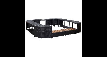 Spa-ombouw vierkant 268x268x55 cm poly rattan zwart