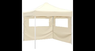 Vouwtent met 2 wanden 291x291x315 cm crème