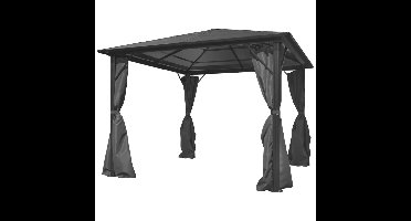 Prieel met gordijn 300x300 cm aluminium antraciet