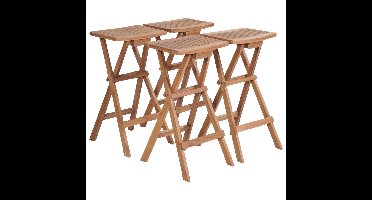 Barkrukken inklapbaar 4 st massief teakhout