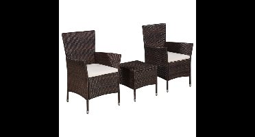 3-delige Bistroset poly rattan bruin