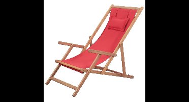 Strandstoel inklapbaar stof en houten frame rood