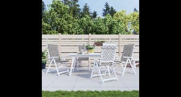 Tuinstoelkussens 4 st hoge rug 120x50x3 cm stof grijs