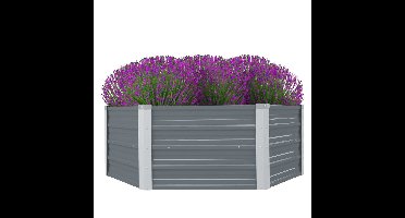 Plantenbak verhoogd 129x129x45 cm gegalvaniseerd staal grijs