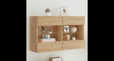 Tv-wandmeubel met LED-verlichting 98,5x30x60,5 cm sonoma eiken