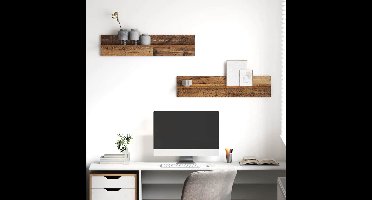 Wandplank 2 pcs Oud Hout 80 x 11,5 x 18 cm Bewerkt hout