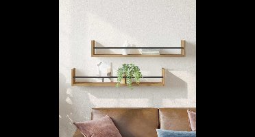 Wandplank Wandgemonteerd 2 pcs Artisan Eiken 80 x 16 x 14 cm