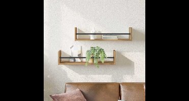 Wandplank Wandgemonteerd 2 pcs Artisan Eiken 60 x 16 x 14 cm