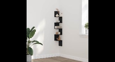 Hoekplank met plank Zwart Eiken 20 x 20 x 127,5 cm Bewerkt hout