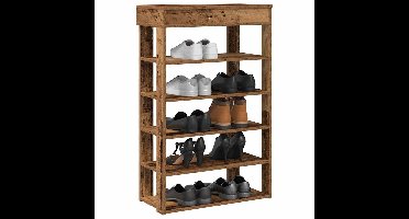 Schoenenrek 60x30x98 cm bewerkt hout oud houtkleurig