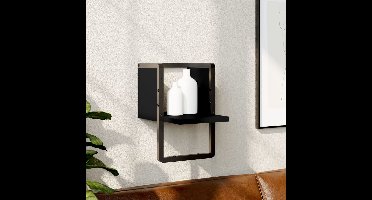 Wandschap met stang 20x25x30 cm zwart