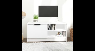 Tv-meubel 80x35x36,5 cm bewerkt hout wit
