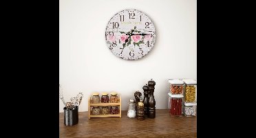 Wandklok vintage stijl 30 cm bloemen