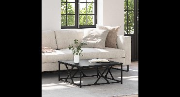 Salontafel Zwart Eiken 70 x 70 x 30 cm Bewerkt hout