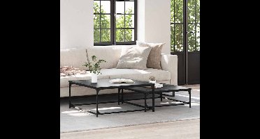 Salontafel 2 pcs Zwart Eiken Bewerkt hout