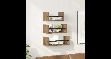 Wandplankenset 3 pcs Artisan Eiken 40x16x14cm Bewerkt hout