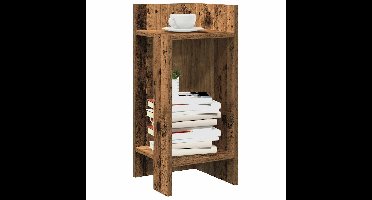 Bijzettafels 2 st met plank 25,5x27x60 cm oud houtkleurig