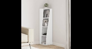 Hoekkast Hoogglans wit 27,5x27x102cm Bewerkt hout