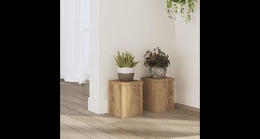 Plantenstandaards 2 st 15x15x20 cm hout artisanaal eiken