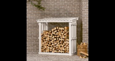 Haardhoutrek 108x64,5x109 cm massief grenenhout wit