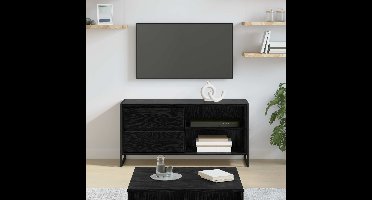 TV-kast met lade Zwart Eiken 100 x 36 x 49,5 cm Bewerkt hout