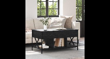 Salontafel Zwart Eiken 100 x 55 x 48.5 cm Bewerkt hout