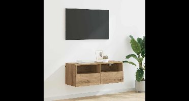TV Wandkast Artisan Eiken 80 x 30 x 30 cm Bewerkt hout