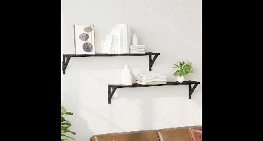 Wandplanken 2 pcs Zwart Eiken 80 x 15 x 15,5 cm Bewerkt hout