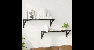 Wandplanken 2 pcs Zwart Eiken 60 x 15 x 15,5 cm Bewerkt hout