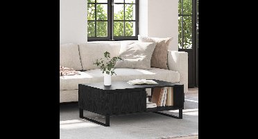 Salontafel Zwart Eiken 90 x 60 x 35 cm Bewerkt hout