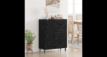 Dressoir Zwart Eiken 69,5 x 34 x 90 cm Gemonteerd hout en ijzer