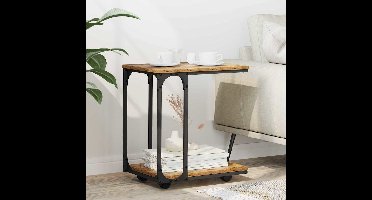 Bijzettafel met plank Oudhout 50 x 35 x 55.5 cm Bewerkt hout