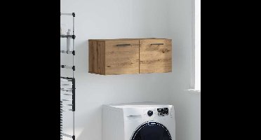 Wandkast artisanaal eikenkleurig 80 x 36.5 x 35 cm Bewerkt hout