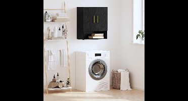 Wandkast Zwart eiken 60 x 31 x 70 cm Bewerkt hout