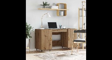 Bureau artisanaal eikenkleurig 140 x 50 x 75 cm Bewerkt hout